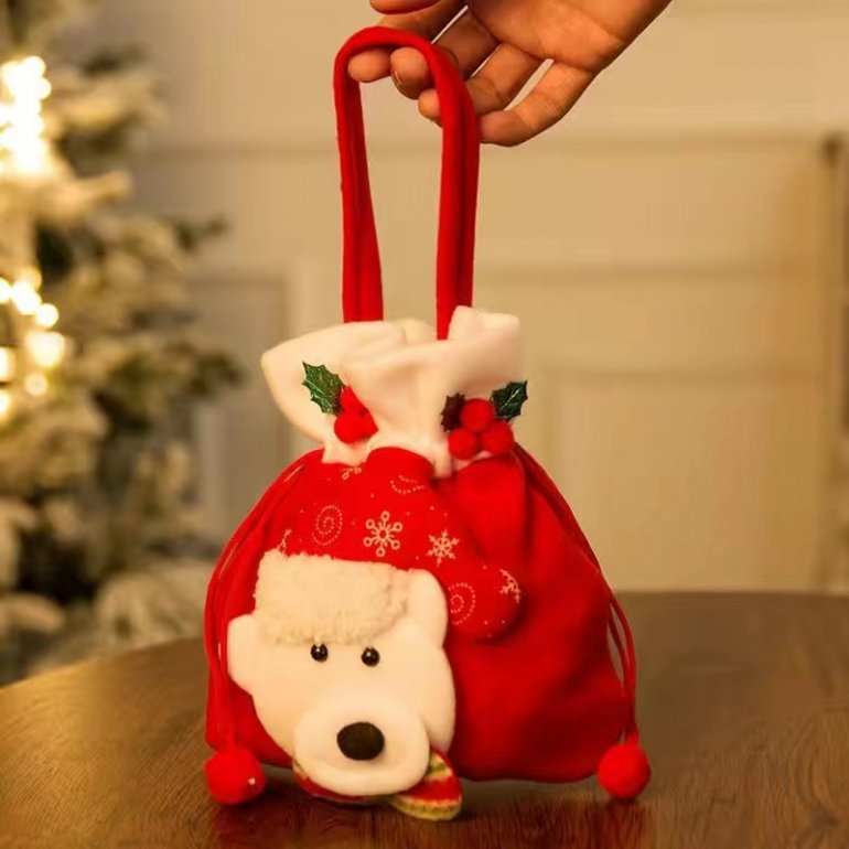 Christmas Gift Bag Apple Bag Christmas Eve Candy Bag Small Gift Tote Bag