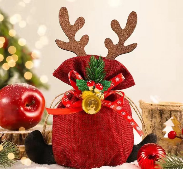 Apple Tote With Christmas Decorations