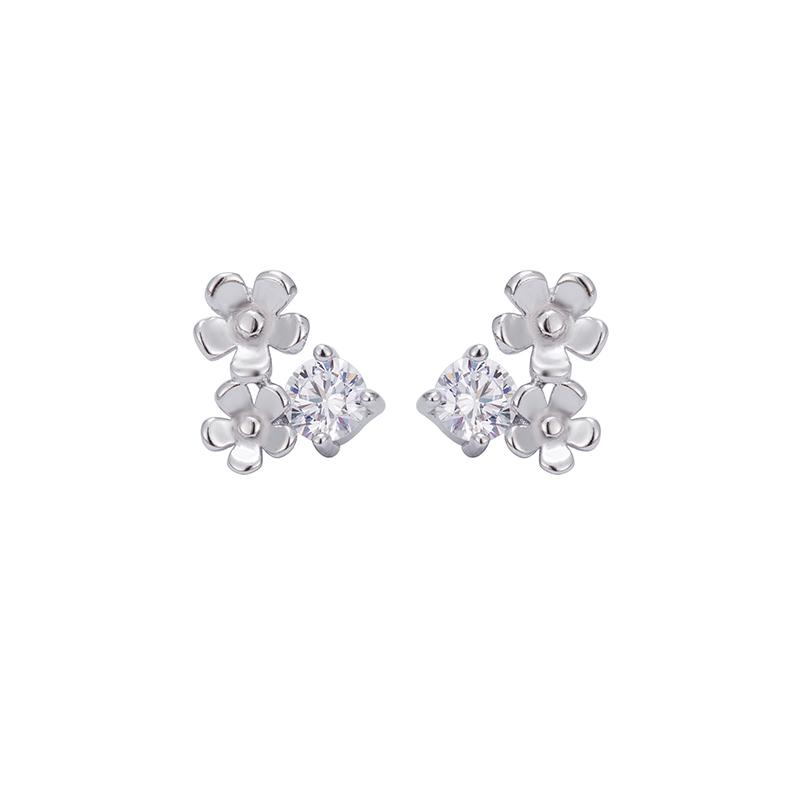 Double Stud Earrings S925 Sterling Silver Creative B018